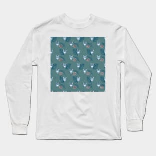 Tropical pattern with tiger and exotic leaves silhouettes Long Sleeve T-Shirt